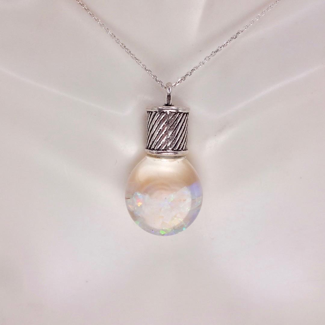 Vintage White Floating Opal Choker 925 Sterling Silver Chain Necklace Choker