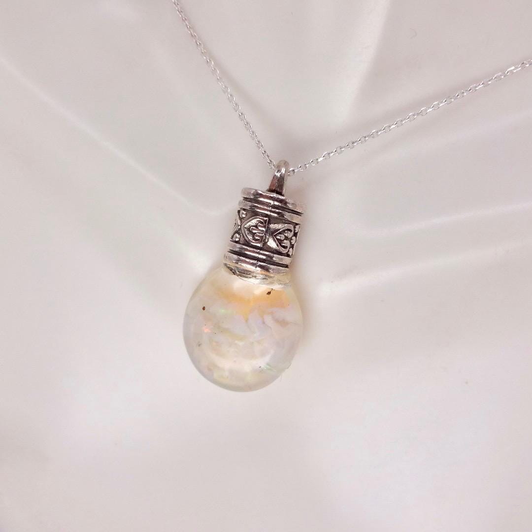 Vintage White Floating Opal Choker 925 Sterling Silver Chain Necklace Choker
