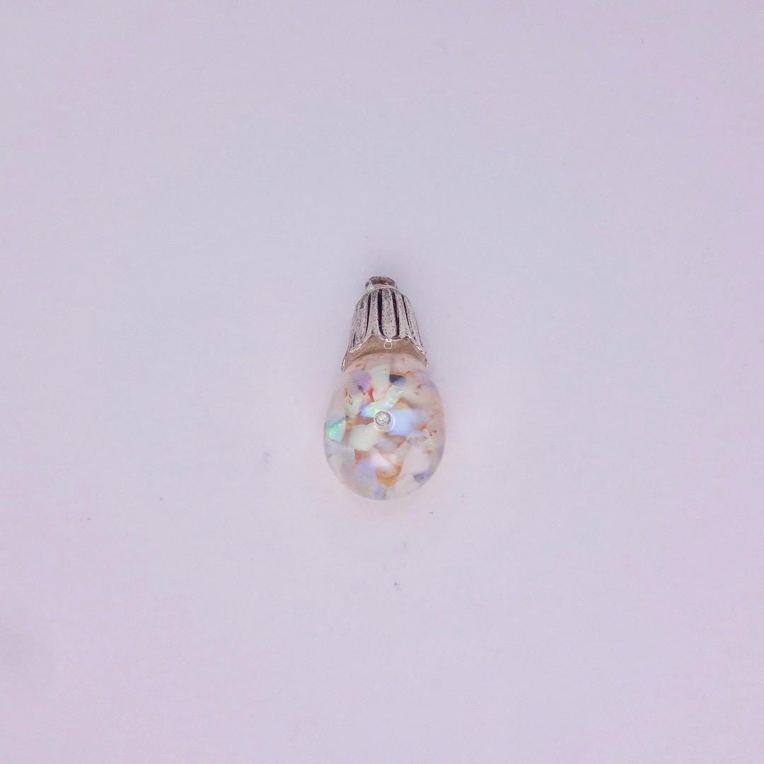 Vintage White Floating Opal Choker 925 Sterling Silver Chain Necklace Choker