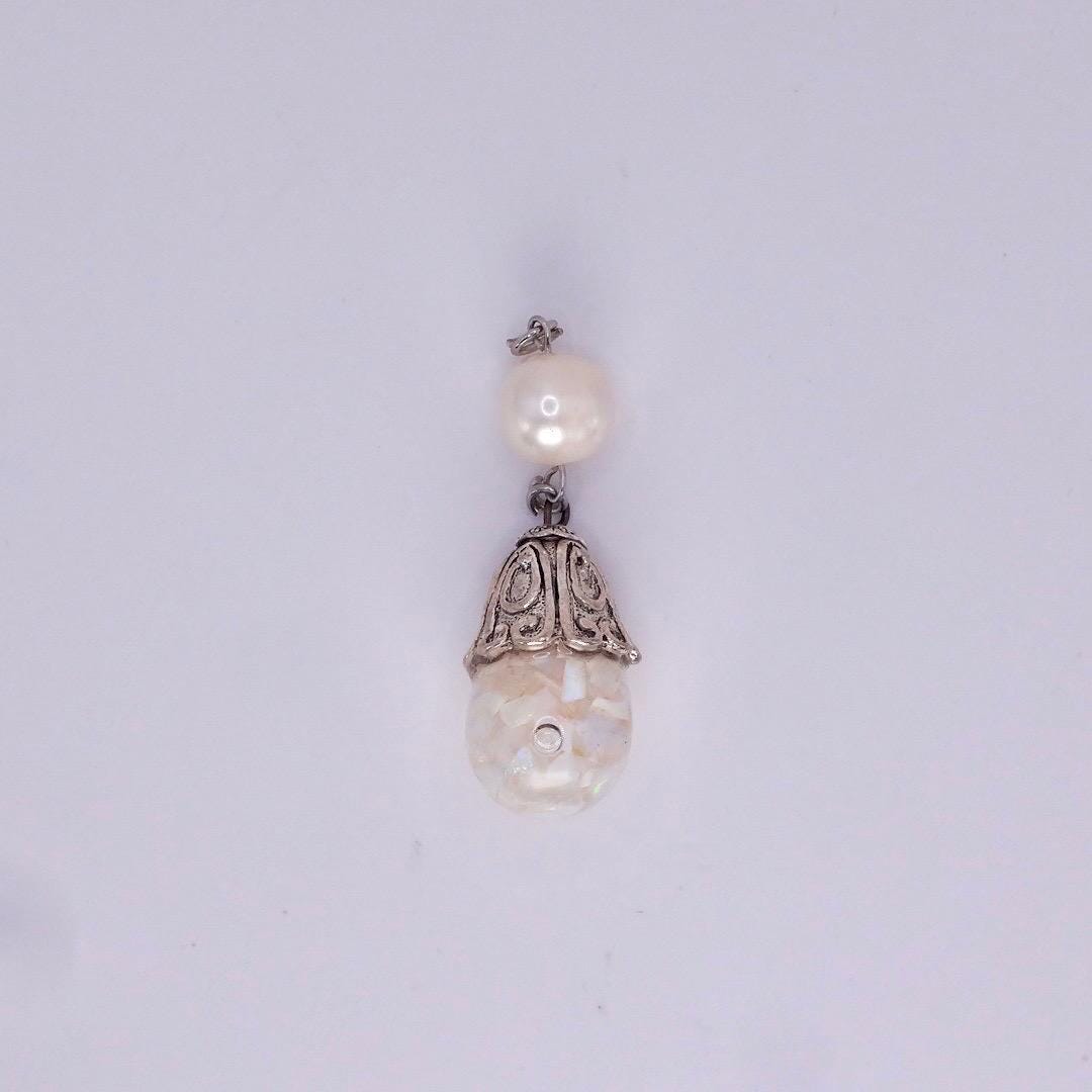 Vintage White Floating Opal Choker 925 Sterling Silver Chain Necklace Choker