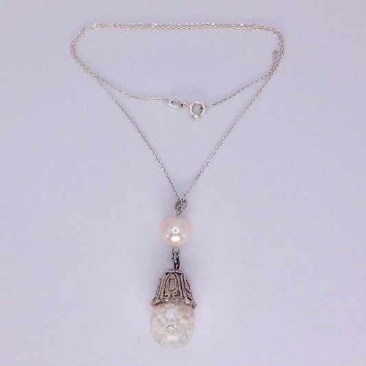 Vintage White Floating Opal Choker 925 Sterling Silver Chain Necklace Choker