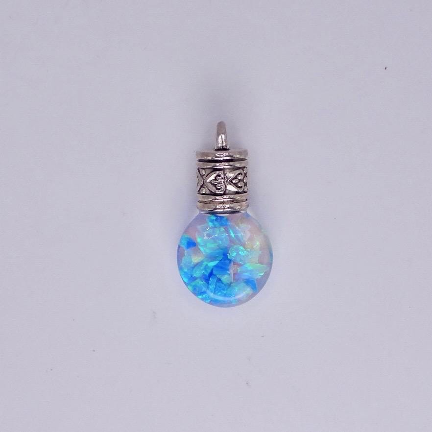 Vintage Blue White Floating Opal Choker 925 Sterling Silver Chain Necklace Choker