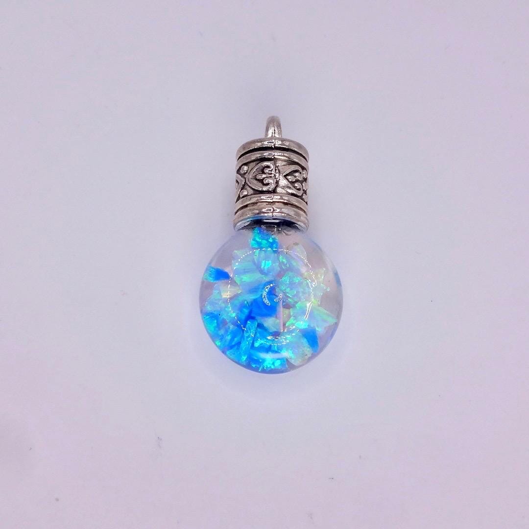 Vintage Blue White Floating Opal Choker 925 Sterling Silver Chain Necklace Choker