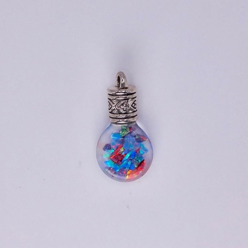 Vintage Blue White Floating Opal Choker 925 Sterling Silver Chain Necklace Choker