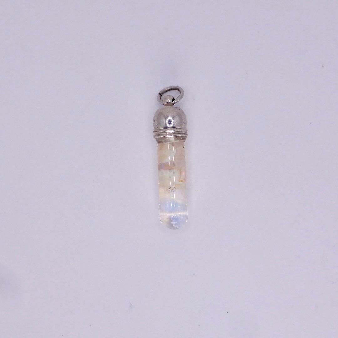 Vintage White Floating Opal Choker 925 Sterling Silver Chain Necklace Choker