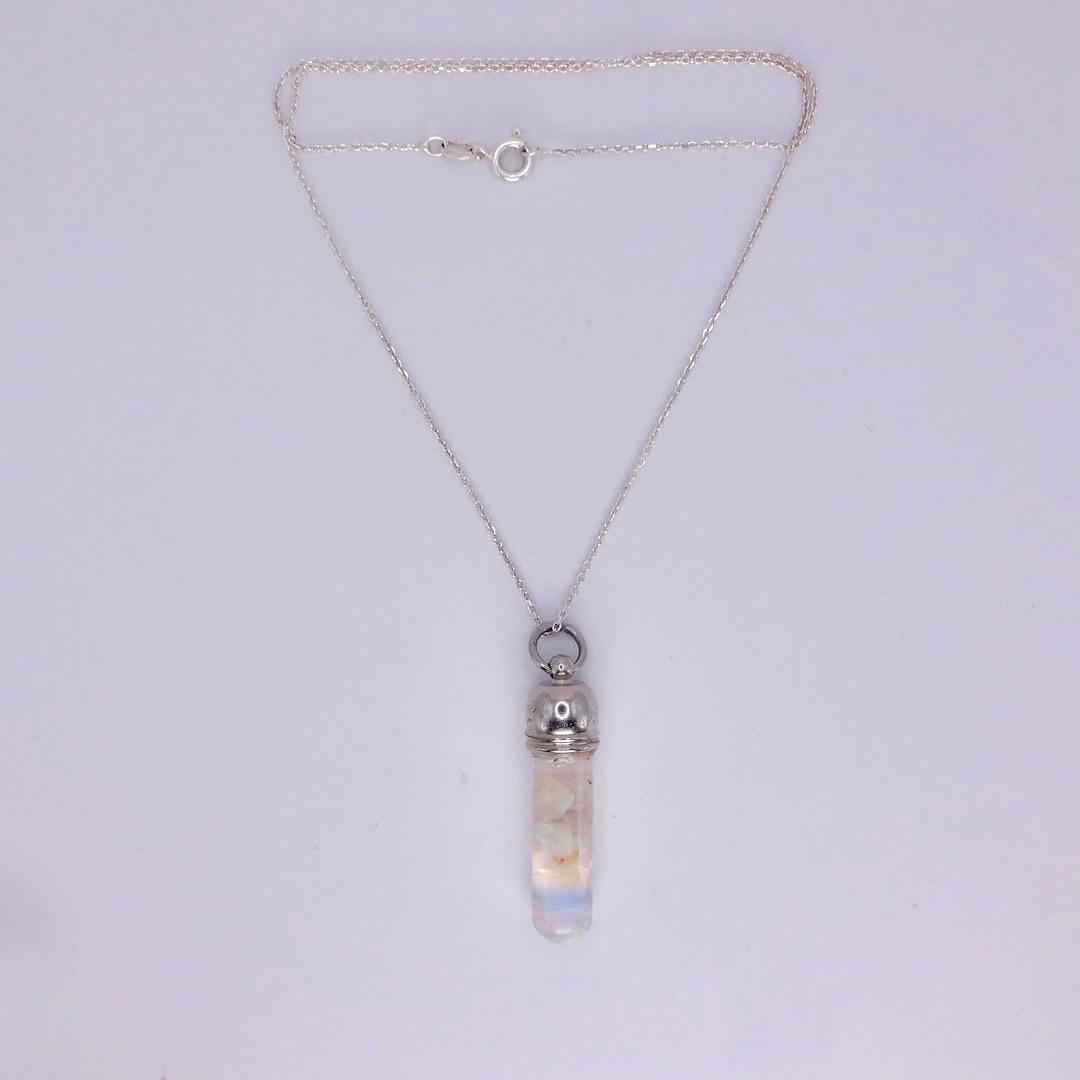 Vintage White Floating Opal Choker 925 Sterling Silver Chain Necklace Choker