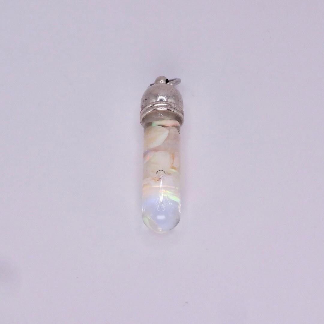 Vintage White Floating Opal Choker 925 Sterling Silver Chain Necklace Choker