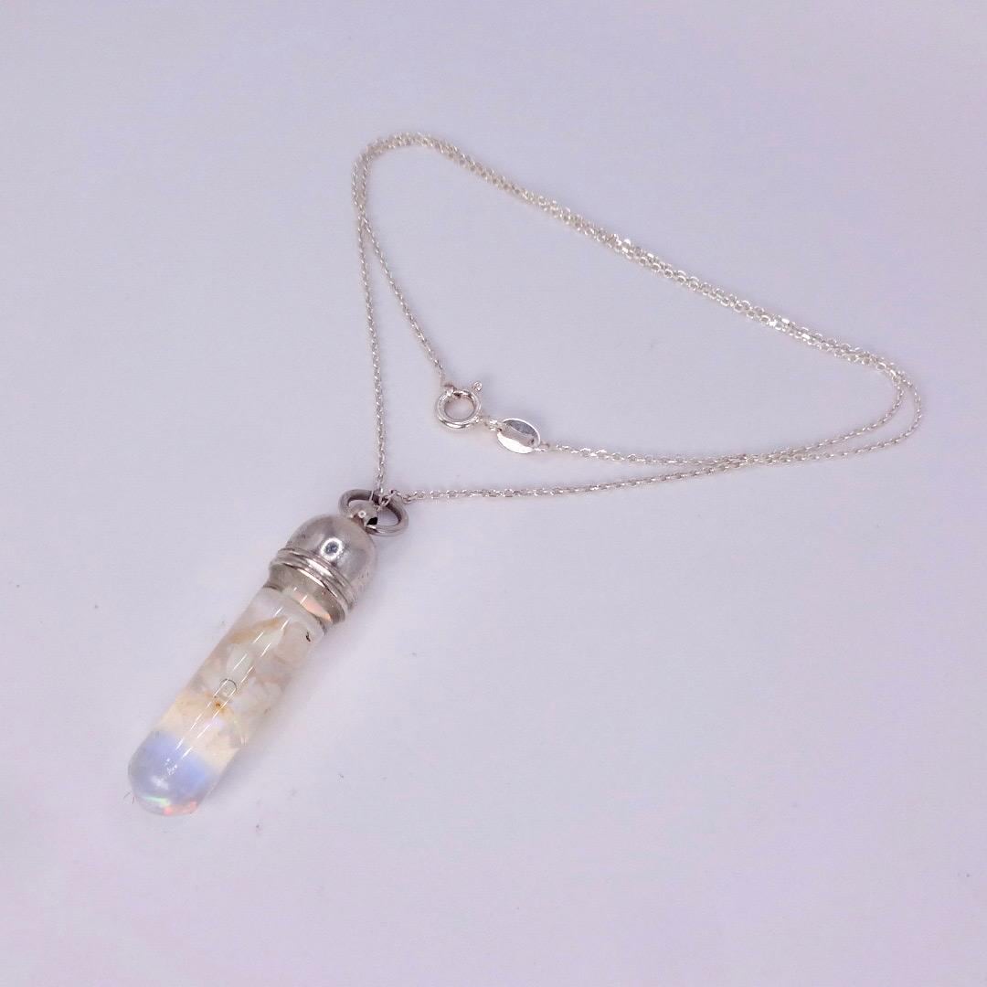 Vintage White Floating Opal Choker 925 Sterling Silver Chain Necklace Choker
