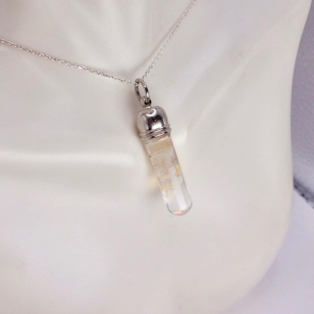 Vintage White Floating Opal Choker 925 Sterling Silver Chain Necklace Choker