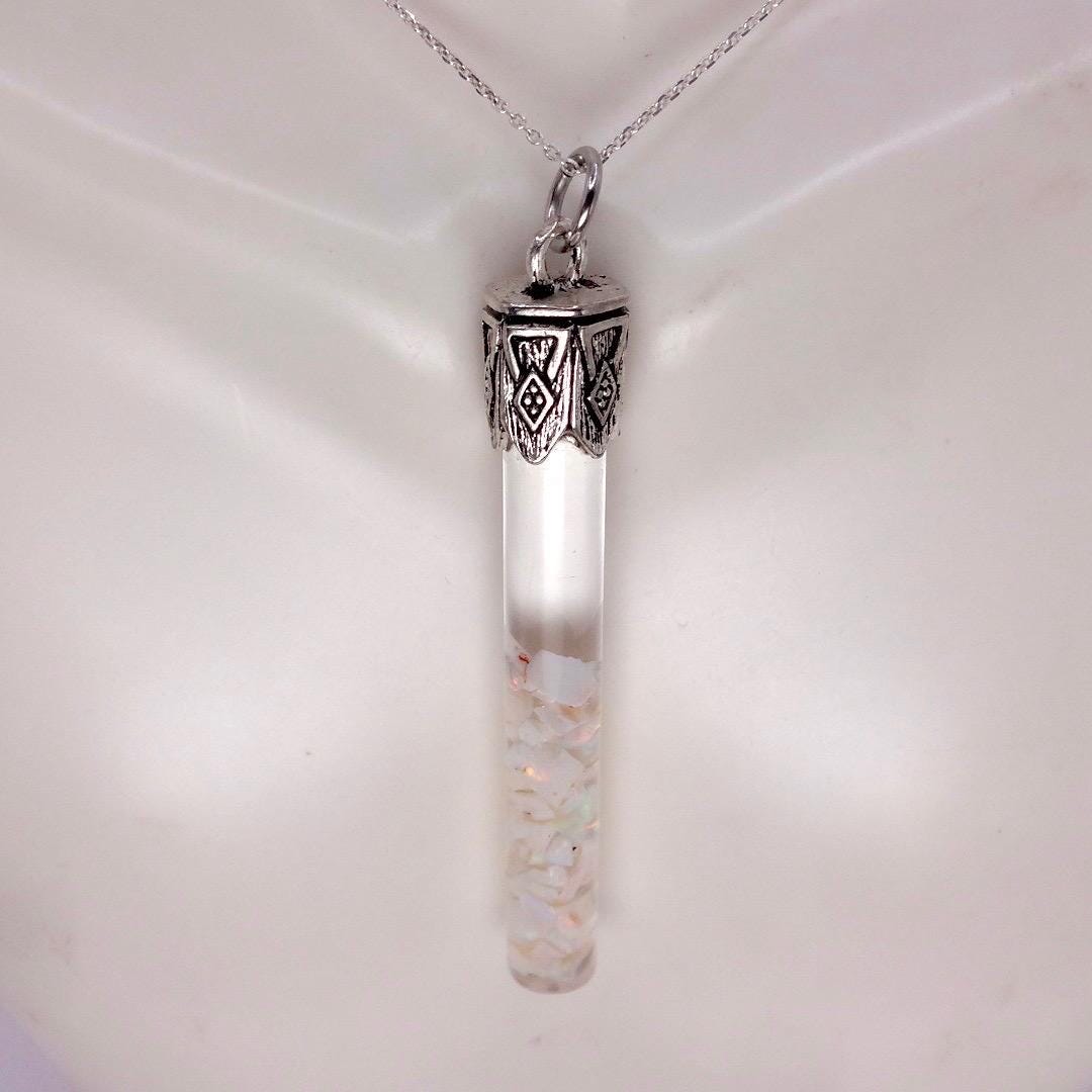 Vintage White Floating Opal Choker 925 Sterling Silver Chain Necklace Choker
