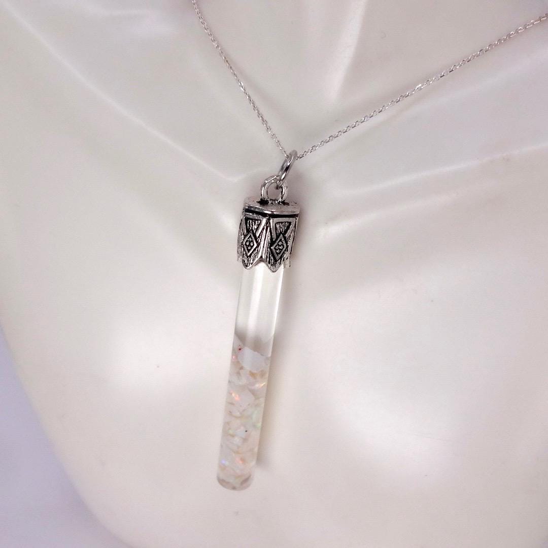 Vintage White Floating Opal Choker 925 Sterling Silver Chain Necklace Choker