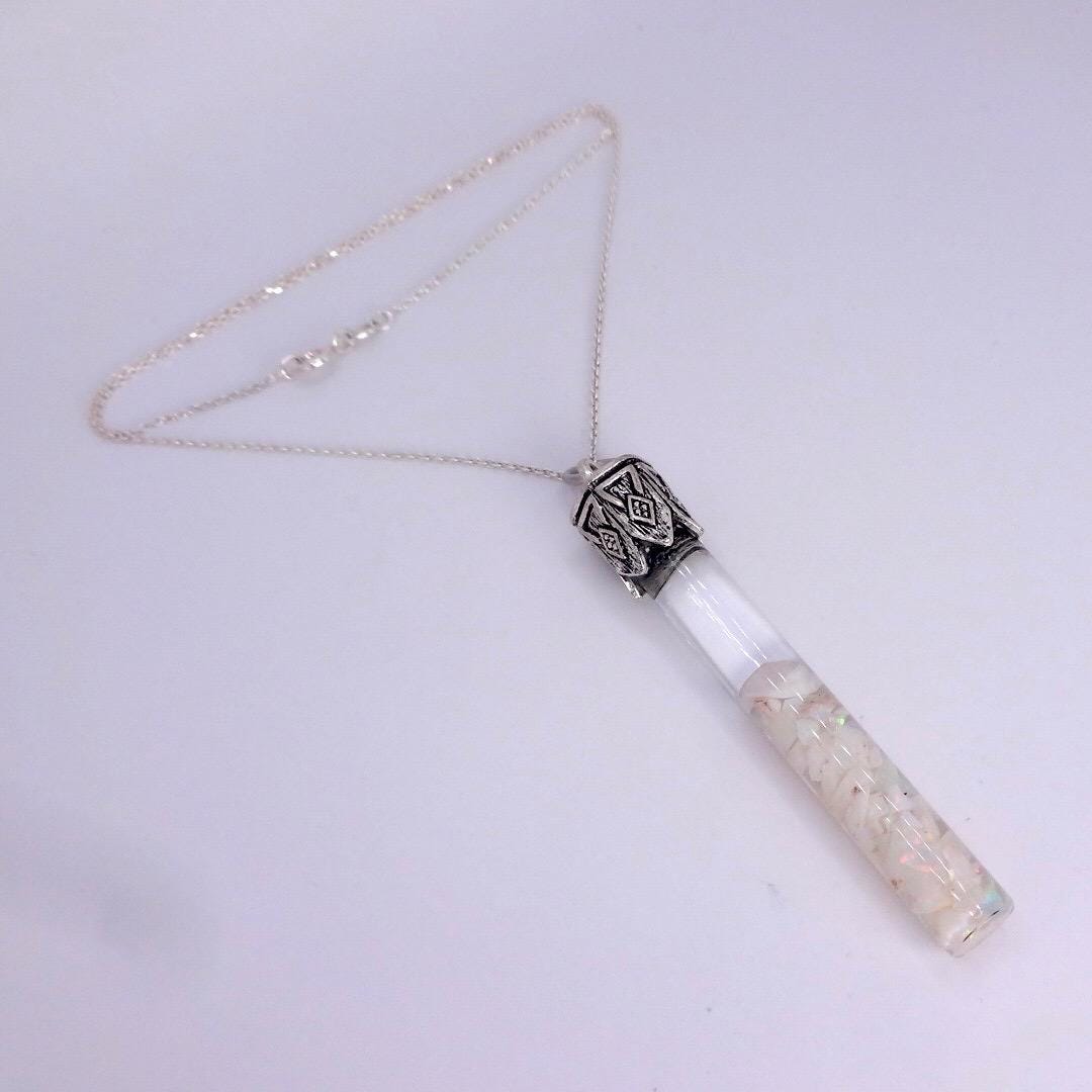 Vintage White Floating Opal Choker 925 Sterling Silver Chain Necklace Choker
