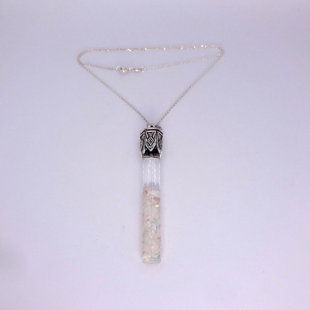 Vintage White Floating Opal Choker 925 Sterling Silver Chain Necklace Choker