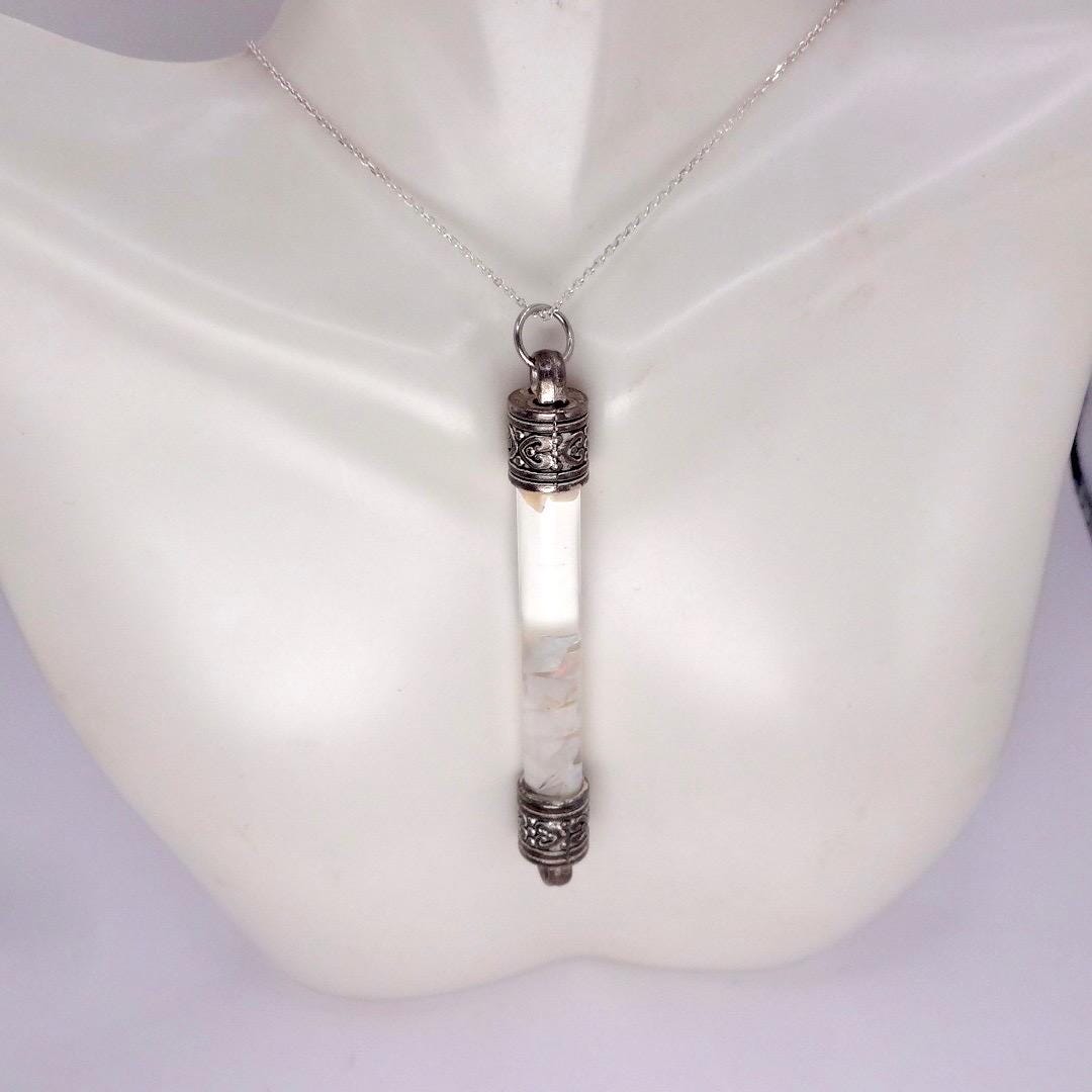 Vintage White Floating Opal Choker 925 Sterling Silver Chain Necklace Choker