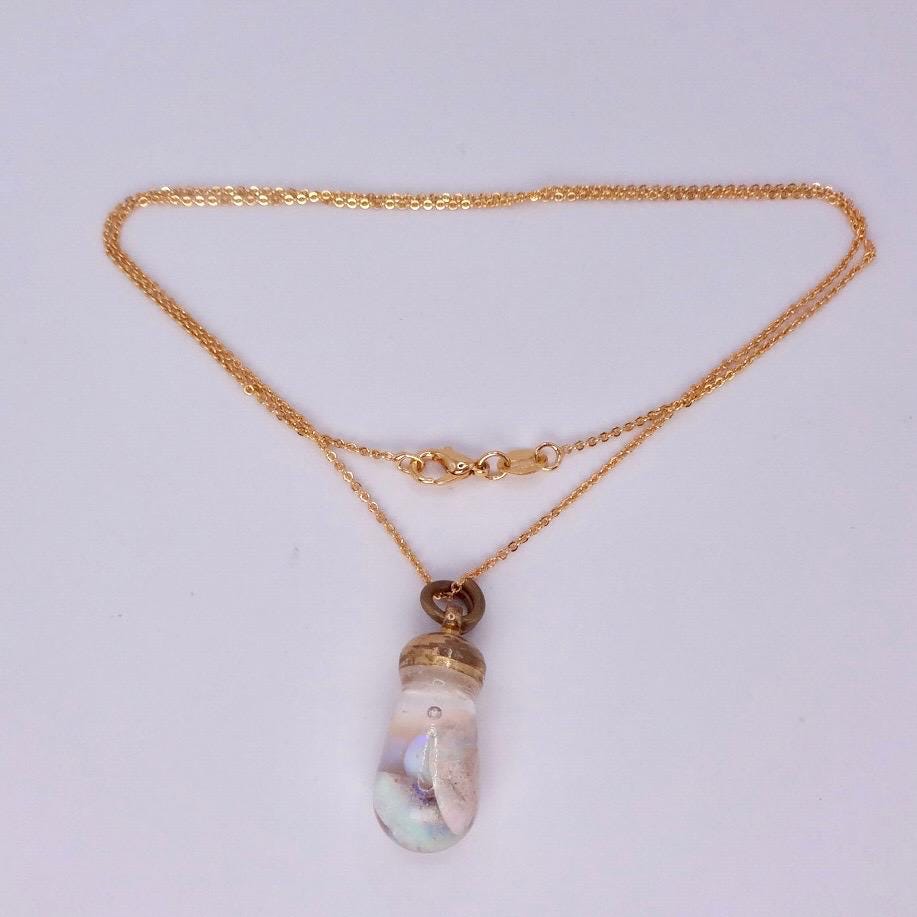 Vintage White Floating Opal Choker Gold Filled Chain Necklace Choker