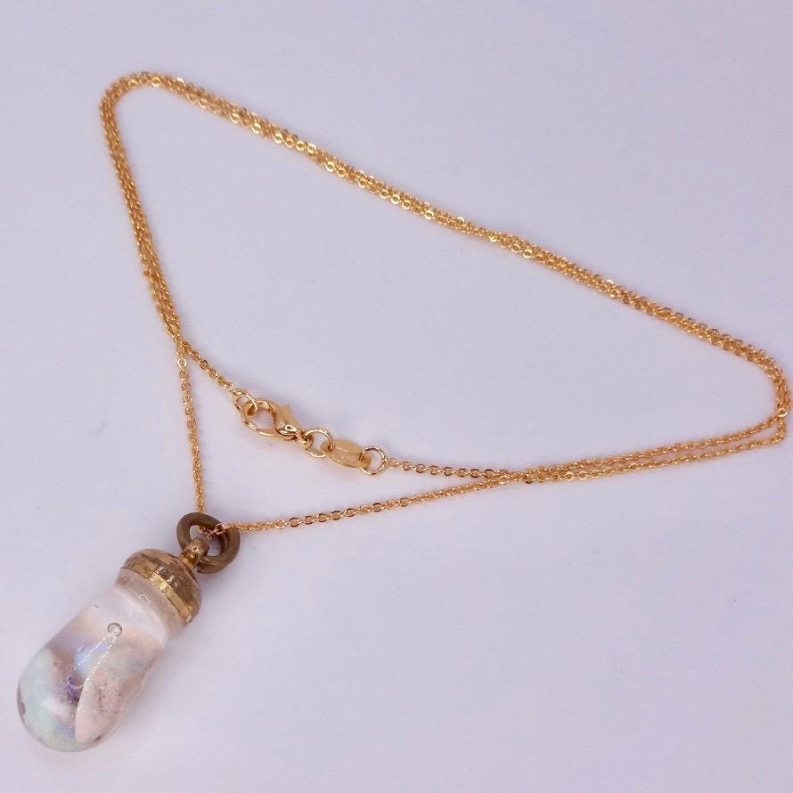 Vintage White Floating Opal Choker Gold Filled Chain Necklace Choker