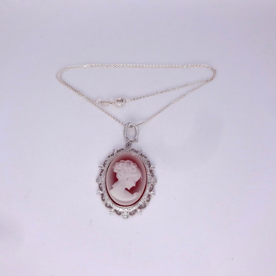 Vintage Red Onyx Cameo 925 Sterling silver Necklace Choker