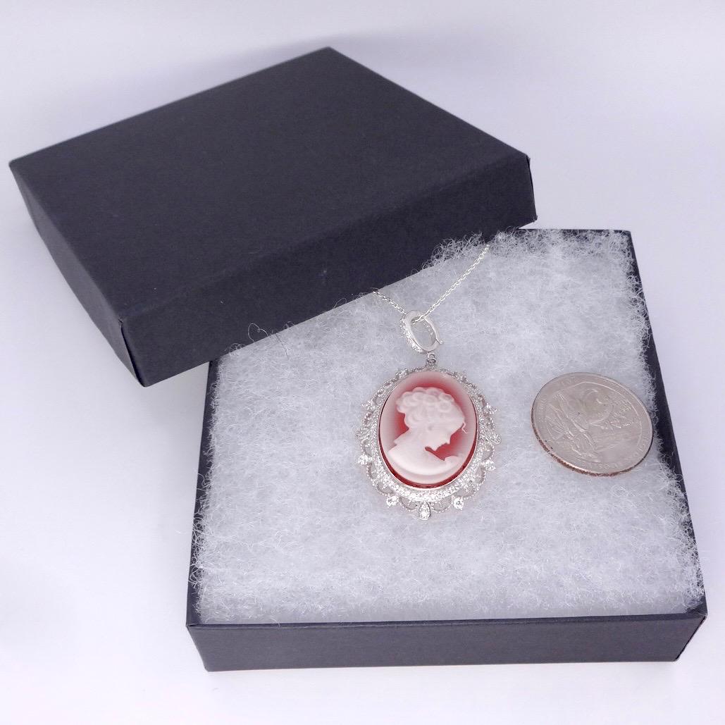 Vintage Red Onyx Cameo 925 Sterling silver Necklace Choker