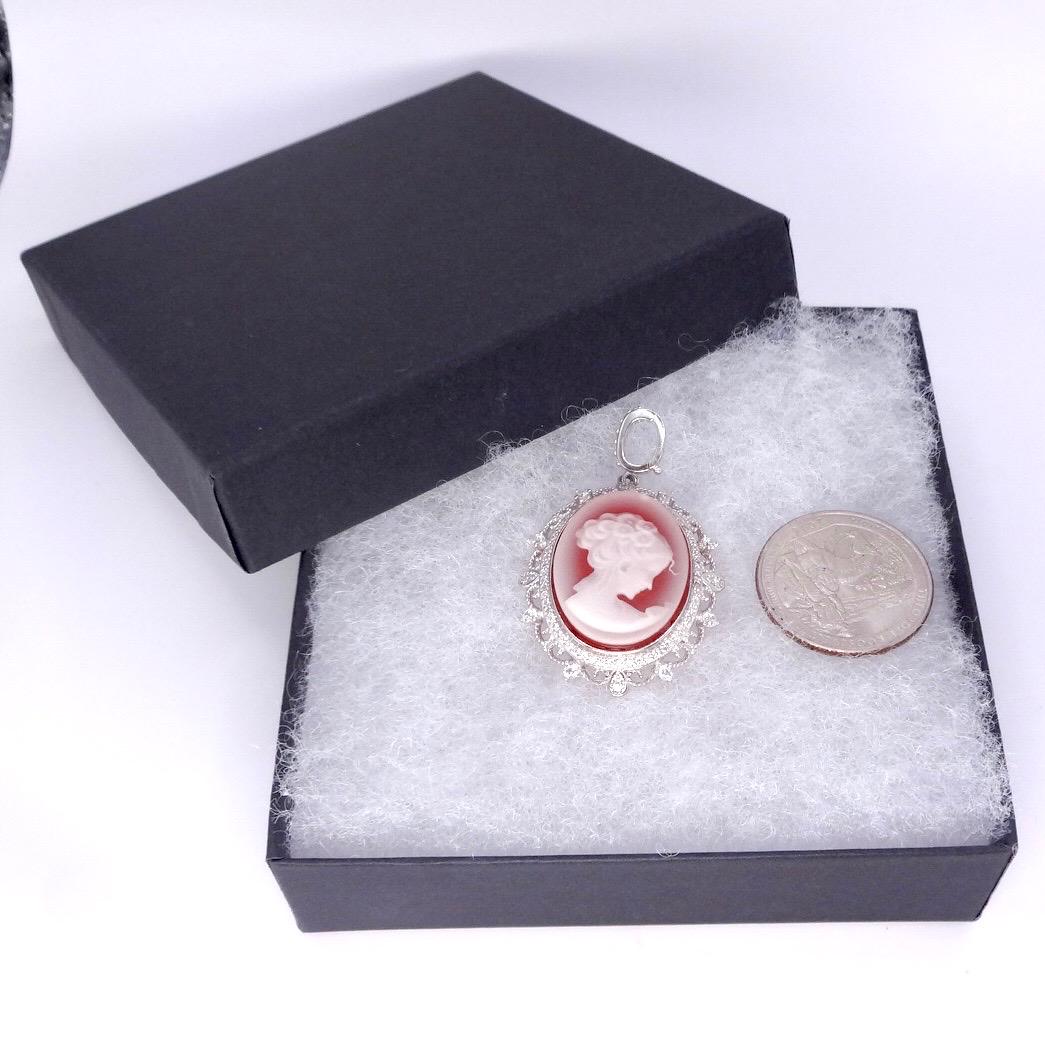 Vintage Red Onyx Cameo 925 Sterling silver Necklace Choker
