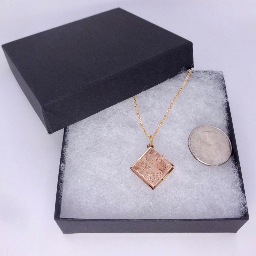 Vintage Locket Choker Golden Filled Deco Etched Necklace