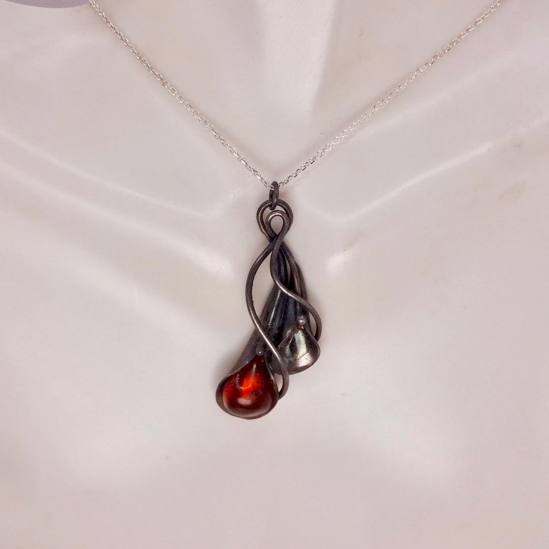 Vintage Baltic Resin 925 Sterling Silver necklace