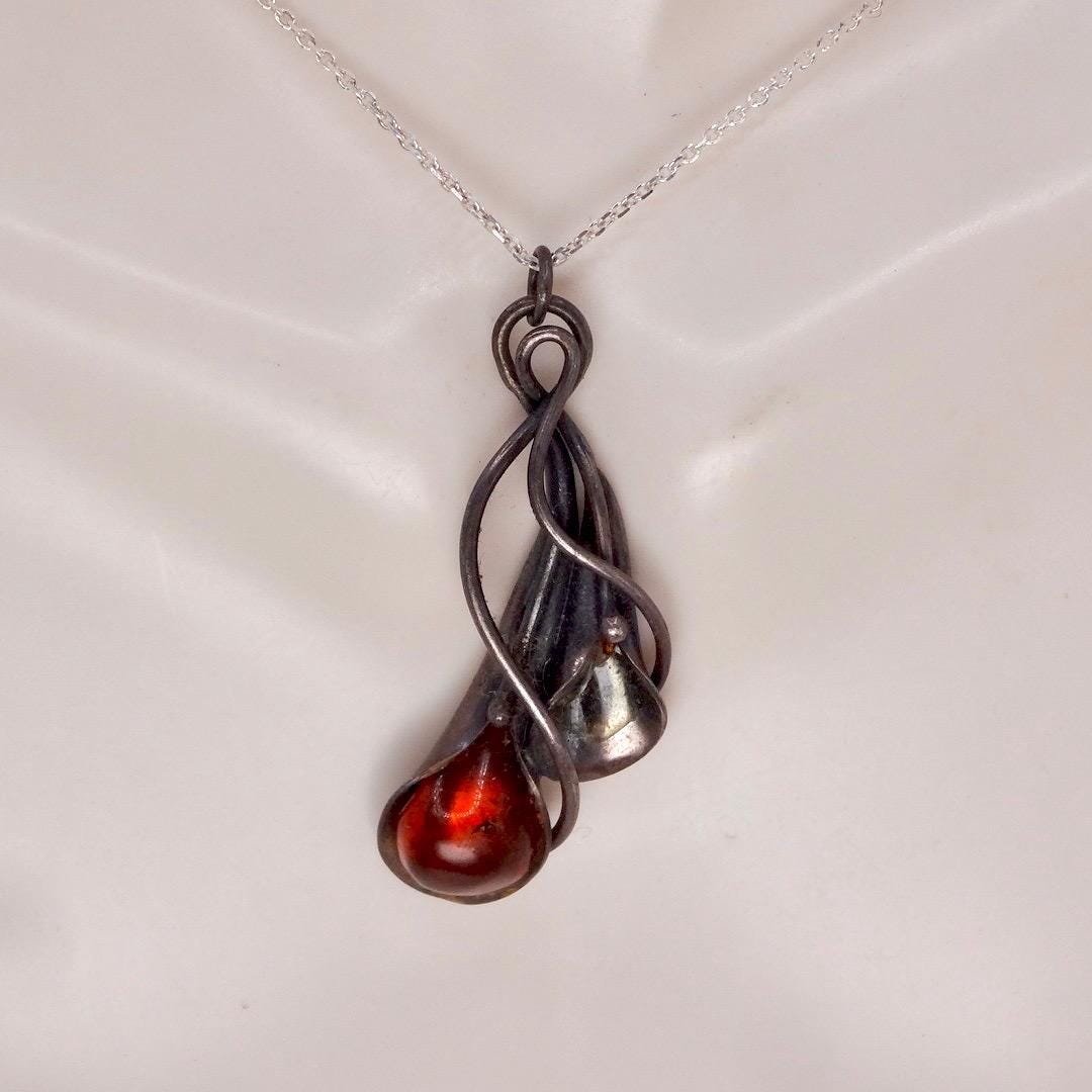 Vintage Baltic Resin 925 Sterling Silver necklace