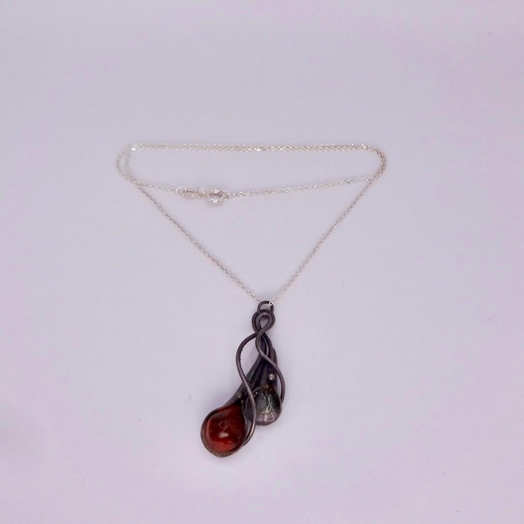 Vintage Baltic Resin 925 Sterling Silver necklace