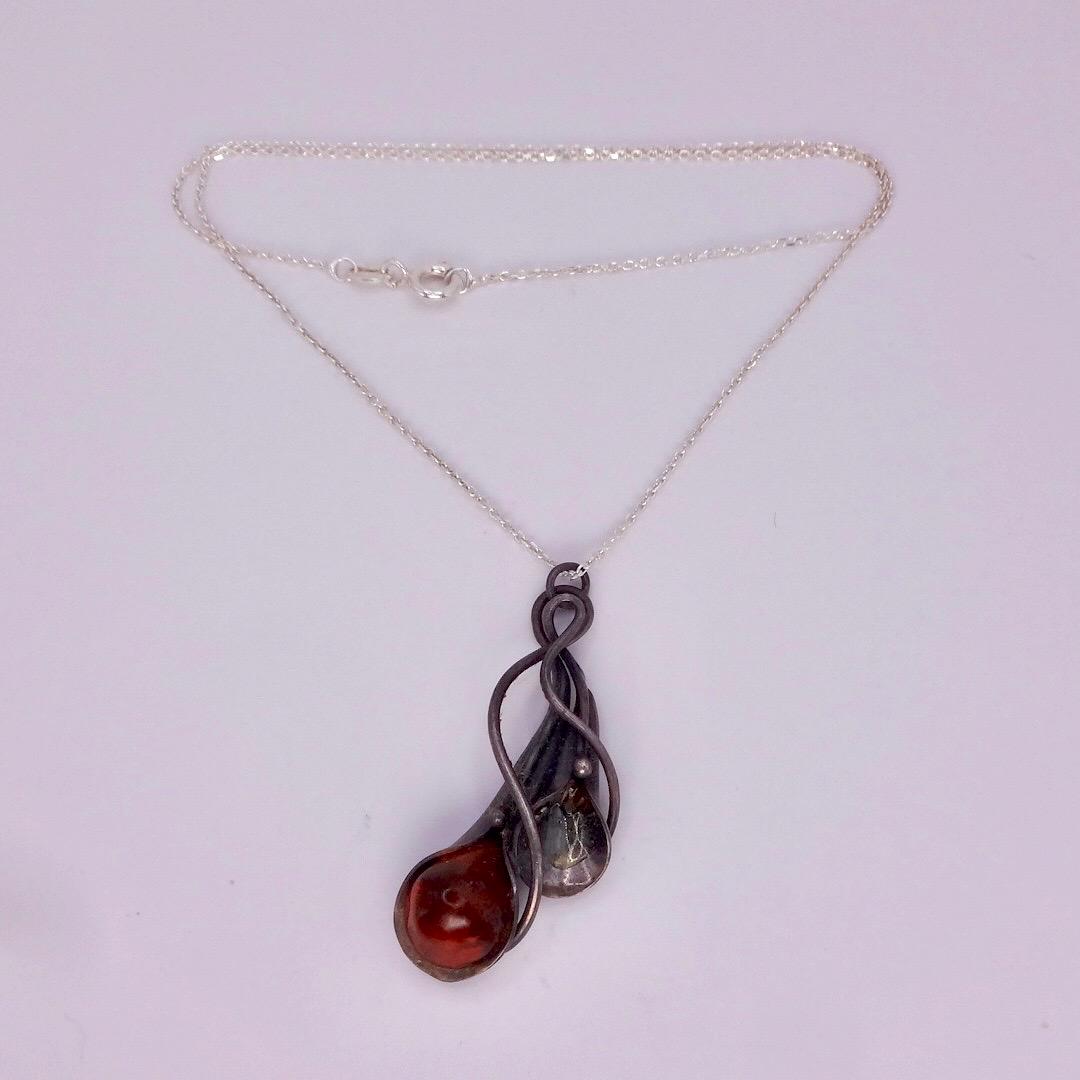 Vintage Baltic Resin 925 Sterling Silver necklace