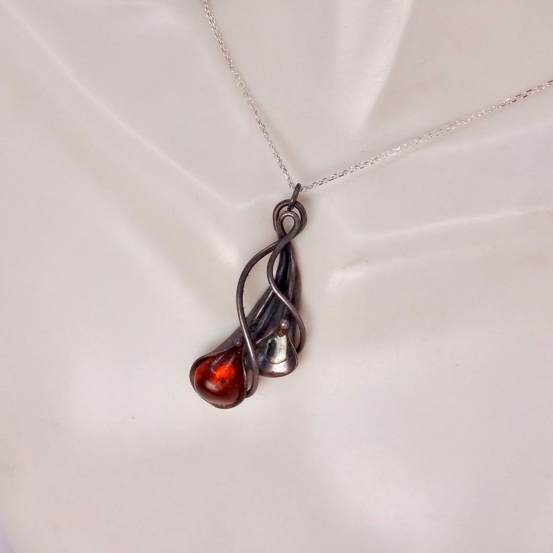 Vintage Baltic Resin 925 Sterling Silver necklace