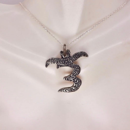Vintage Ohm Shanti Silver Bronze Velvet Choker Necklace