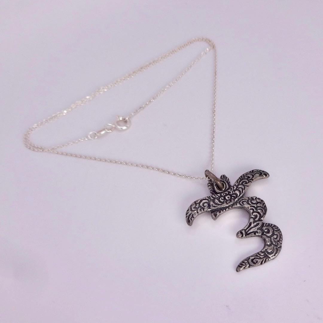 Vintage Ohm Shanti Silver Bronze Velvet Choker Necklace