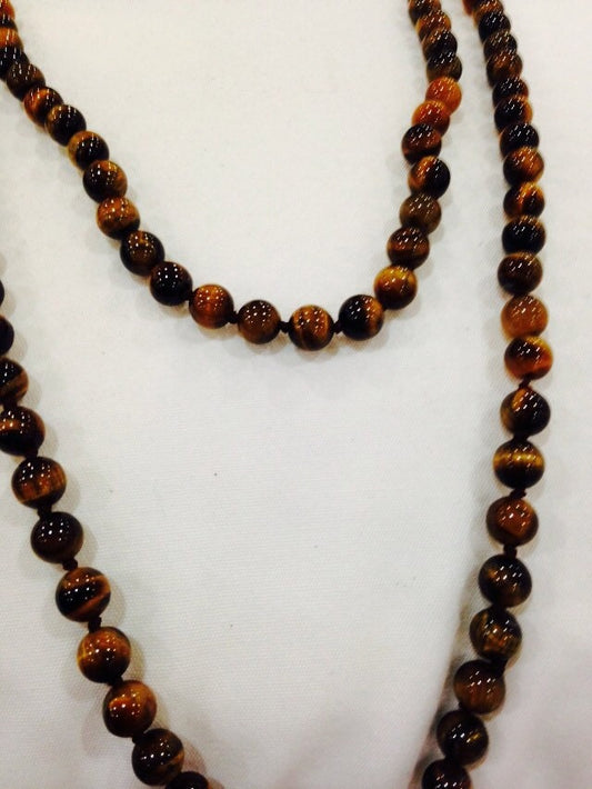 Hand Knoted Vintage tigers eye beaded Necklace