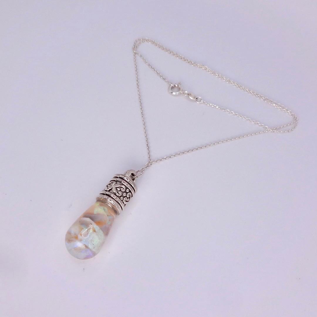 Vintage White Floating Opal Choker 925 Sterling Silver Chain Necklace Choker