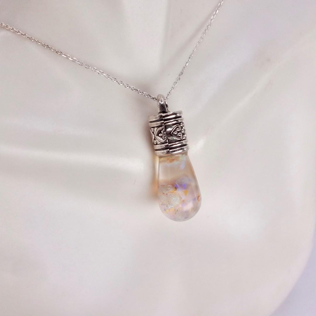 Vintage White Floating Opal Choker 925 Sterling Silver Chain Necklace Choker