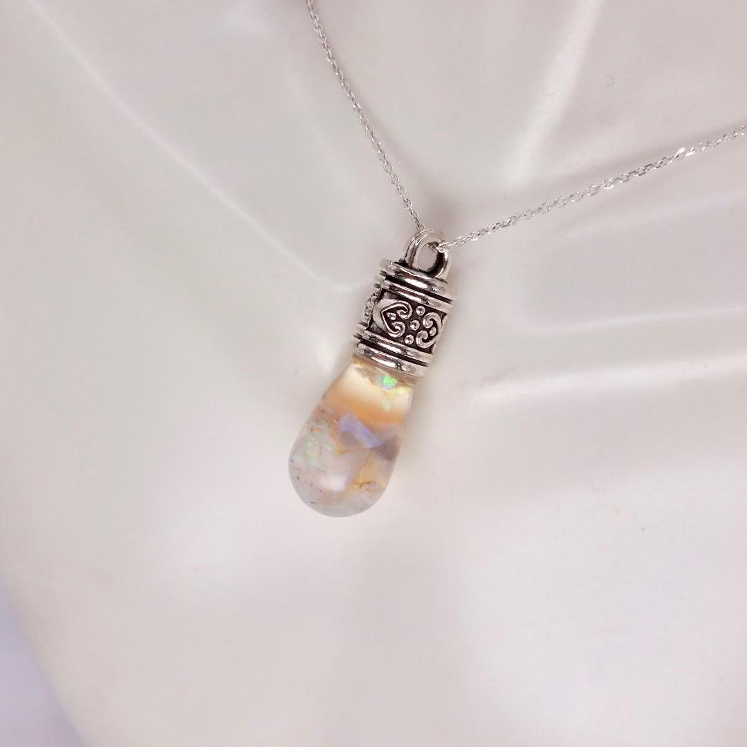 Vintage White Floating Opal Choker 925 Sterling Silver Chain Necklace Choker