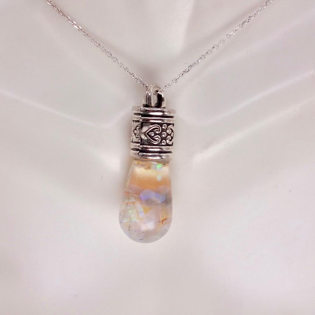 Vintage White Floating Opal Choker 925 Sterling Silver Chain Necklace Choker