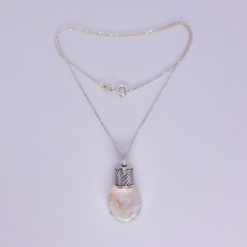Vintage White Floating Opal Choker 925 Sterling Silver Chain Necklace Choker