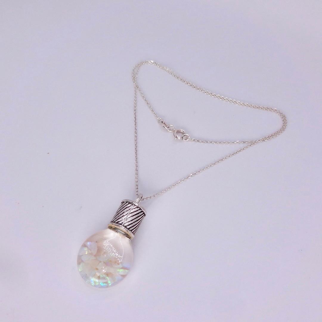 Vintage White Floating Opal Choker 925 Sterling Silver Chain Necklace Choker