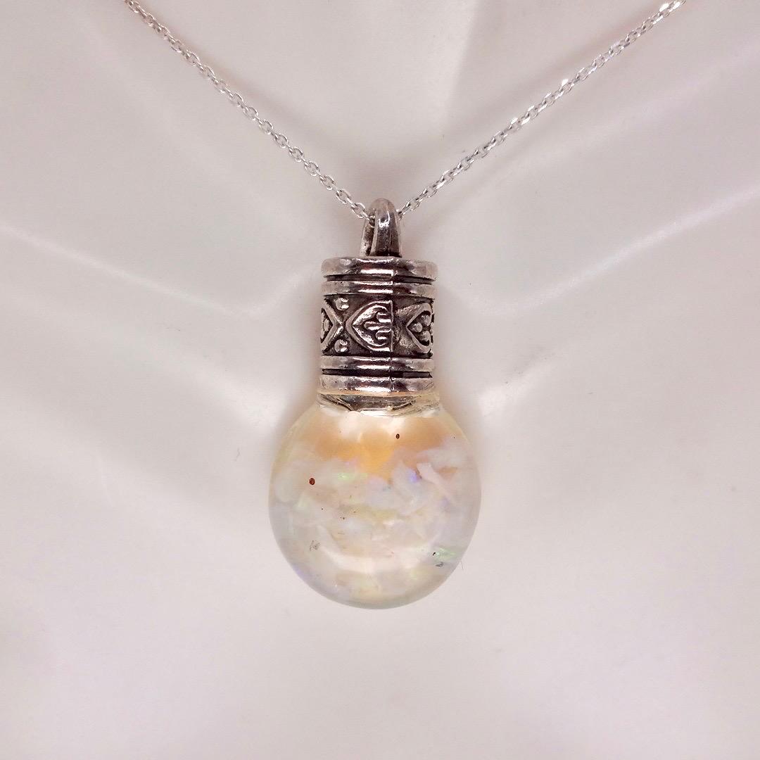 Vintage White Floating Opal Choker 925 Sterling Silver Chain Necklace Choker