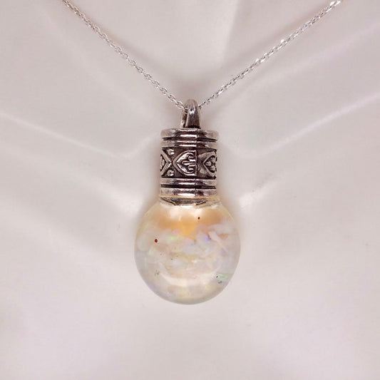 Vintage White Floating Opal Choker 925 Sterling Silver Chain Necklace Choker
