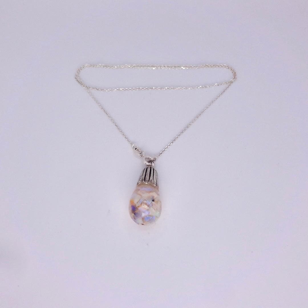 Vintage White Floating Opal Choker 925 Sterling Silver Chain Necklace Choker