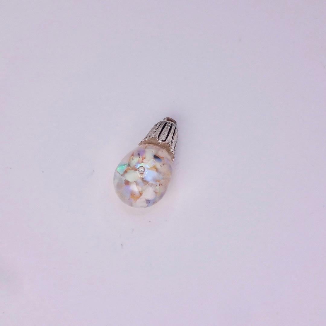 Vintage White Floating Opal Choker 925 Sterling Silver Chain Necklace Choker