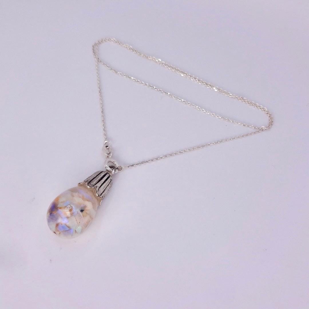 Vintage White Floating Opal Choker 925 Sterling Silver Chain Necklace Choker