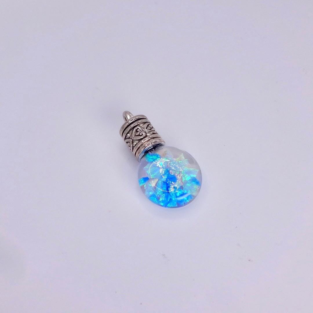 Vintage Blue White Floating Opal Choker 925 Sterling Silver Chain Necklace Choker