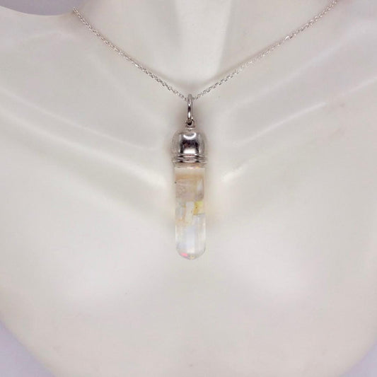 Vintage White Floating Opal Choker 925 Sterling Silver Chain Necklace Choker