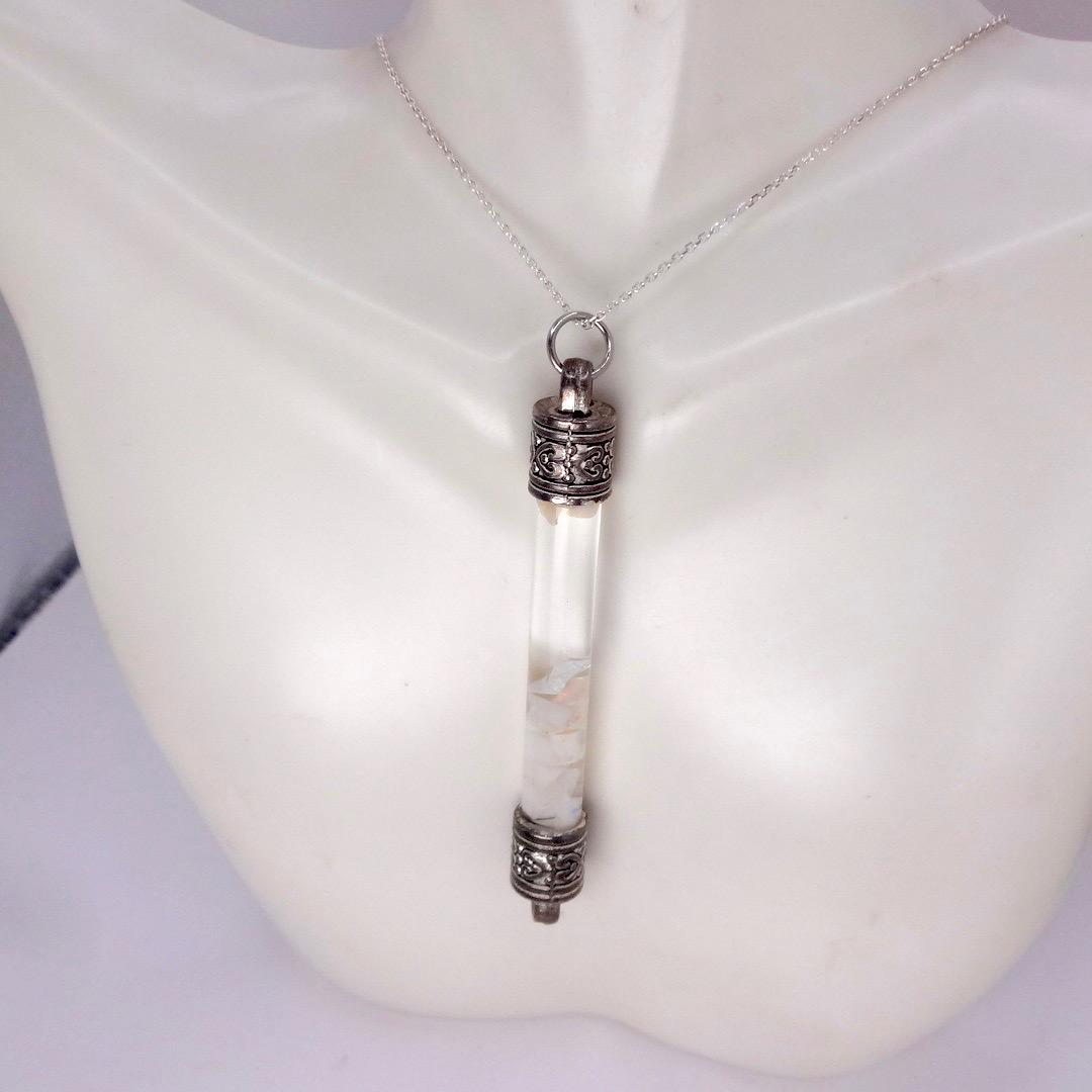 Vintage White Floating Opal Choker 925 Sterling Silver Chain Necklace Choker