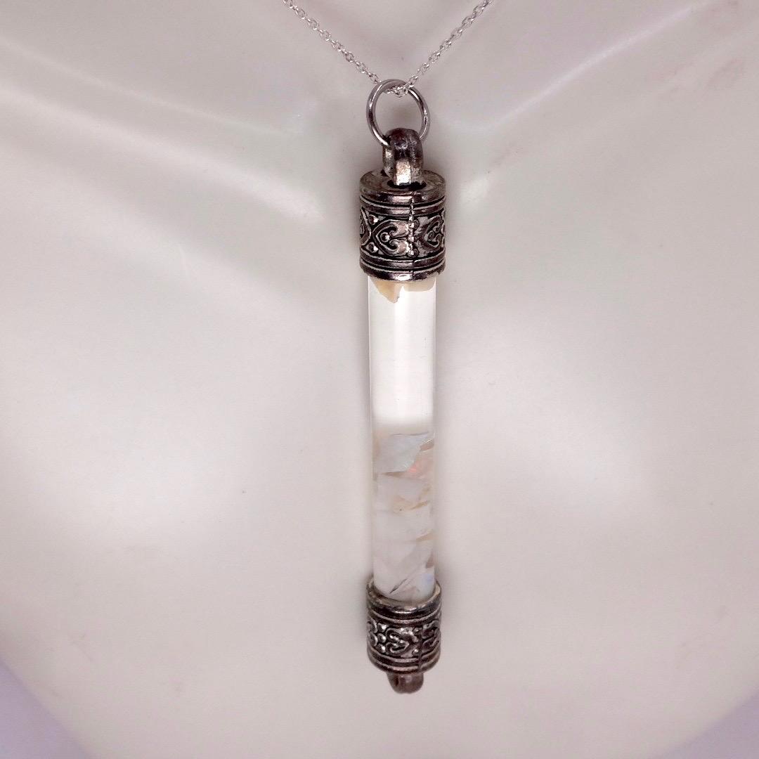 Vintage White Floating Opal Choker 925 Sterling Silver Chain Necklace Choker