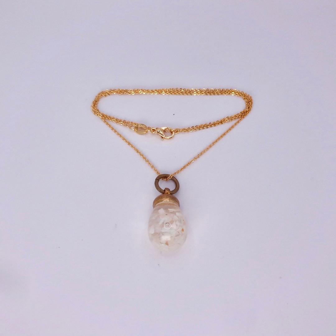 Vintage White Floating Opal Choker Gold Filled Chain Necklace Choker