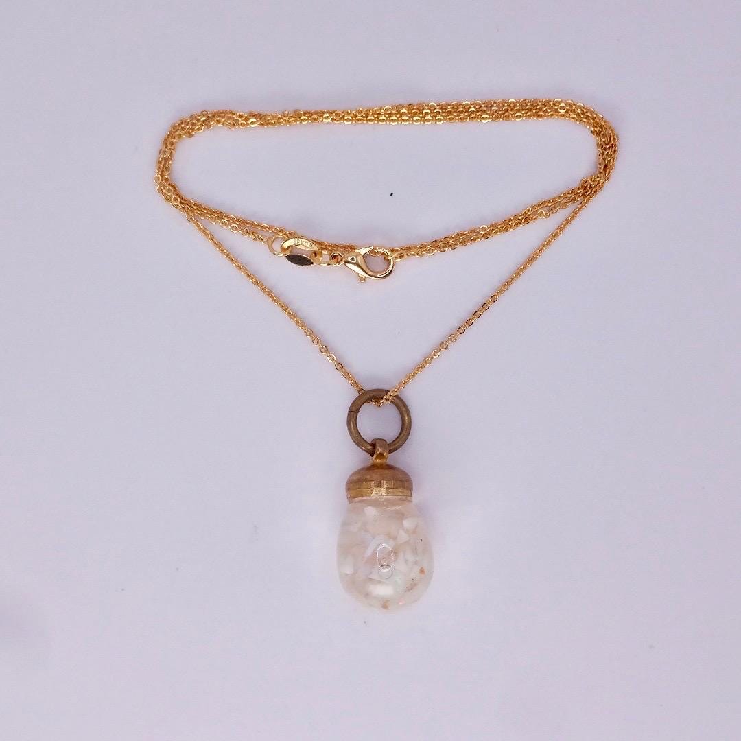Vintage White Floating Opal Choker Gold Filled Chain Necklace Choker