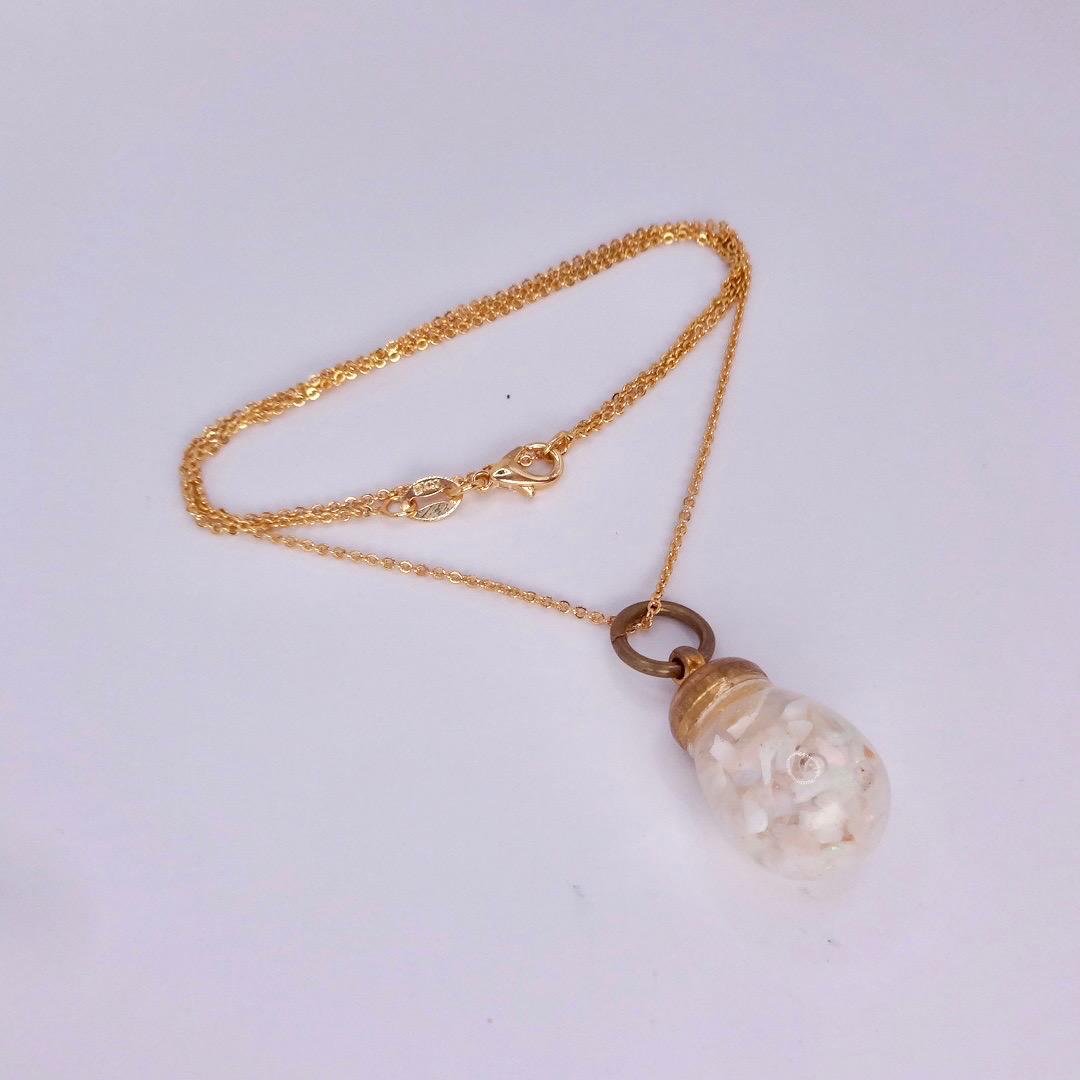 Vintage White Floating Opal Choker Gold Filled Chain Necklace Choker